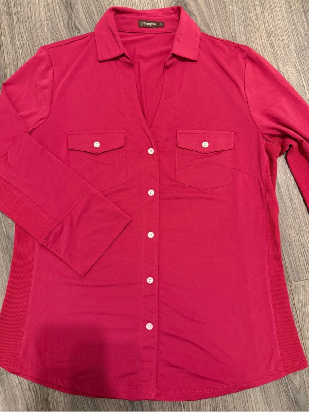 J. McLaughlin Raspberry Button-Front Jersey Shirt - Picture 3 of 6